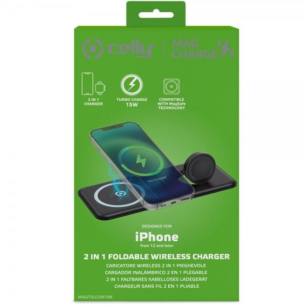 - Trådlös Laddare - 2 in 1 Foldable Wireless Charger 15W MagSafe