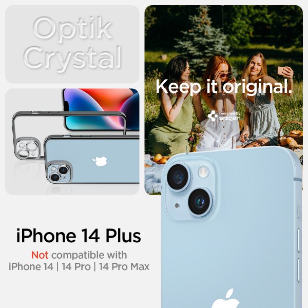 - iPhone 14 Plus - Skal - Optik Crystal - Chrome Gray
