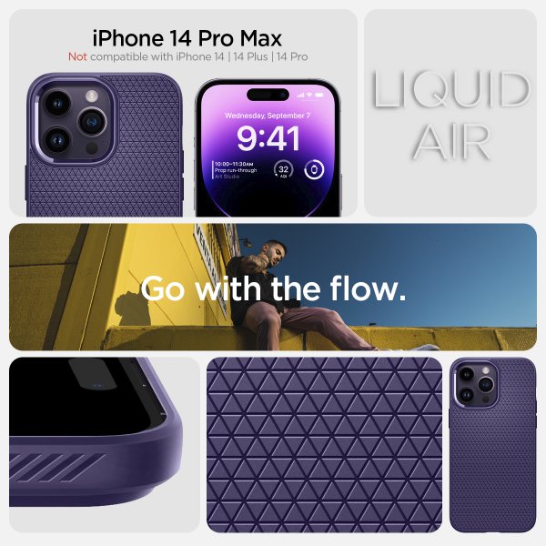 - iPhone 14 Pro Max - Skal - Liquid Air - Deep Purple