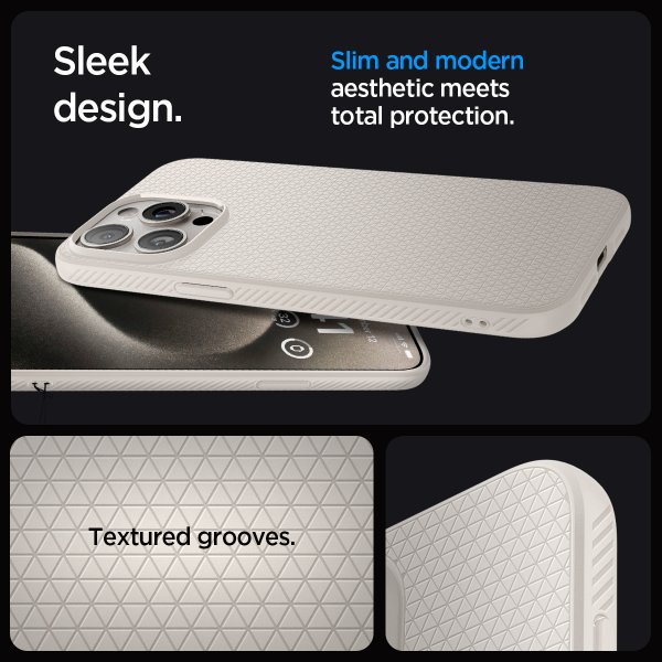 - iPhone 15 Pro Max - Skal - Liquid Air - Natural Titanium