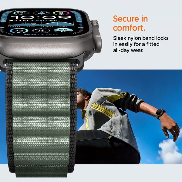 - Apple Watch 44/45/46mm/Watch Ultra 49mm - Armband - WBF1 - Svart Grön