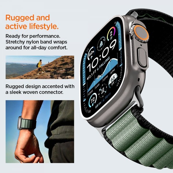 - Apple Watch 44/45/46mm/Watch Ultra 49mm - Armband - WBF1 - Svart Grön