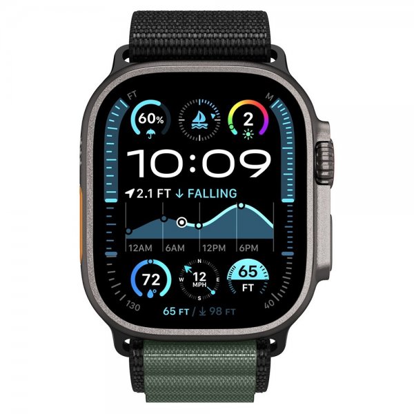 - Apple Watch 44/45/46mm/Watch Ultra 49mm - Armband - WBF1 - Svart Grön