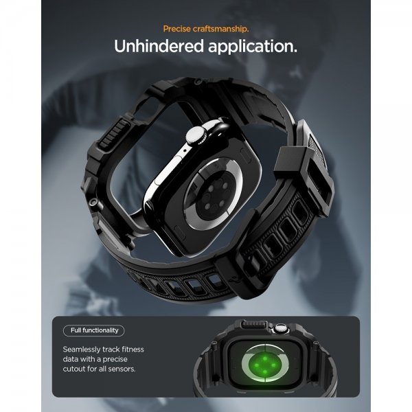 - Apple Watch 46mm (Series 10/11) - Armband & Skal - Rugged Armor Pro 2 - Matte Black