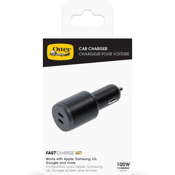 - Billaddare - 2 USB-C 100W - Svart