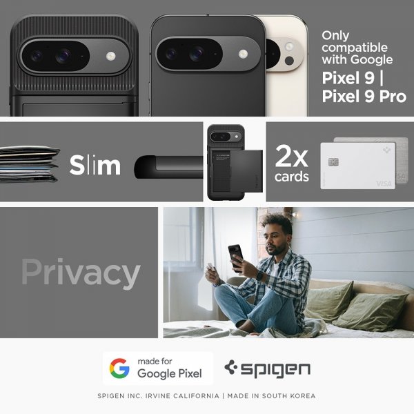 - Google Pixel 9/Pixel 9 Pro - Skal - Slim Armor CS - Svart