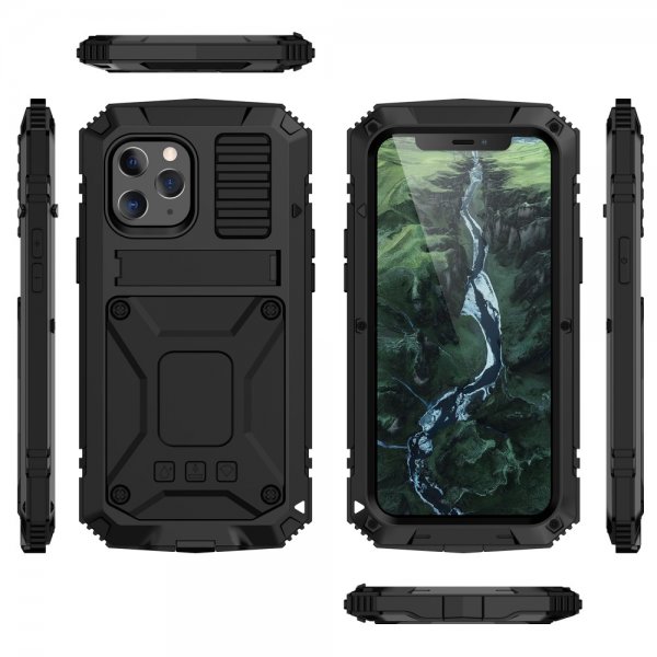 - iPhone 12/iPhone 12 Pro - Skal - Metall Stöttåligt - Svart