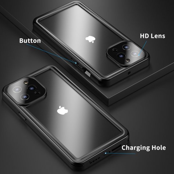 - iPhone 13 Pro Max - Skal - Vattentåligt IP68 - Svart