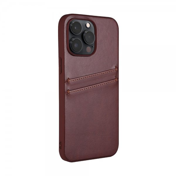 - iPhone 14 Pro Max - Skal - Backcover with Card Slots - Brun