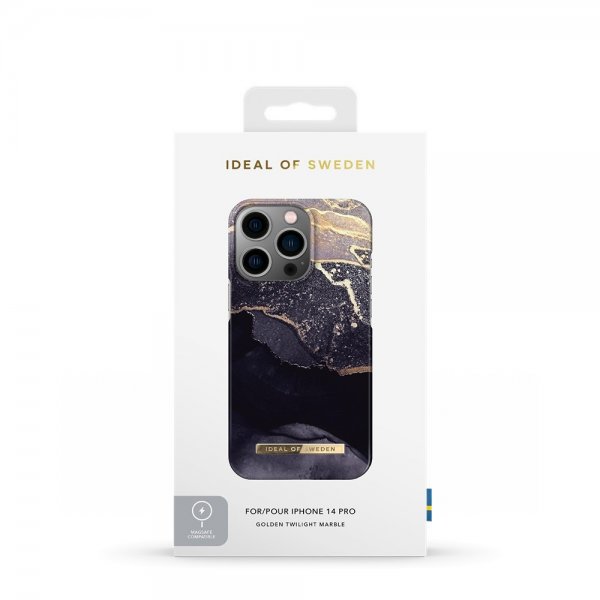 - iPhone 14 Pro - Skal - Fashion Case MagSafe - Golden Twilight Marble