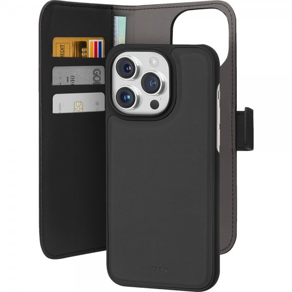 - iPhone 15 Pro - Fodral - Wallet Detachable 2 in 1 - Svart