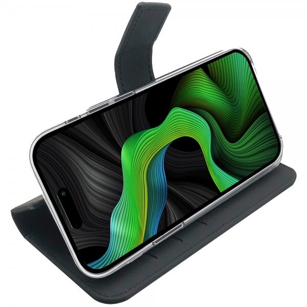 - iPhone 15 Pro - Fodral - Wally Wallet Case - Svart