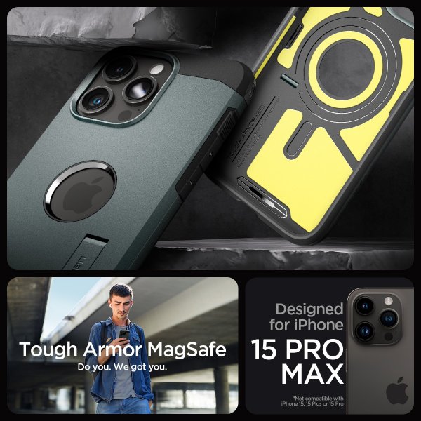 - iPhone 15 Pro Max - Skal - Tough Armor MagFit - Abyss Green