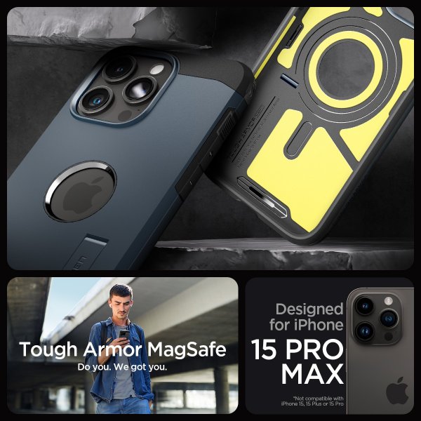 - iPhone 15 Pro Max - Skal - Tough Armor MagFit - Metal Slate