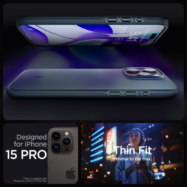 - iPhone 15 Pro - Skal - Thin Fit - Metal Slate