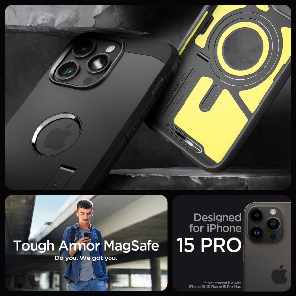 - iPhone 15 Pro - Skal - Tough Armor MagFit - Svart