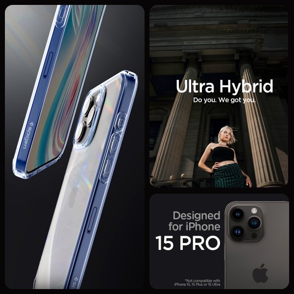 - iPhone 15 Pro - Skal - Ultra Hybrid - Sky Crystal