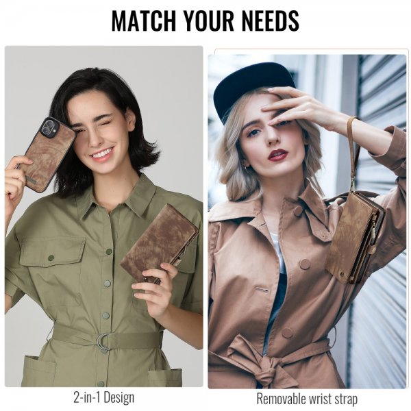 - iPhone 16 - Fodral - 008 Series Löstagbart Skal - Brun