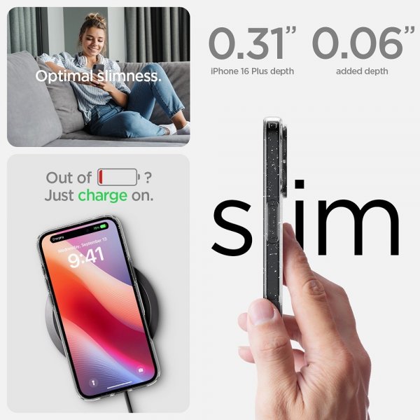 - iPhone 16 Plus - Skal - Liquid Crystal Glitter - Crystal Quartz