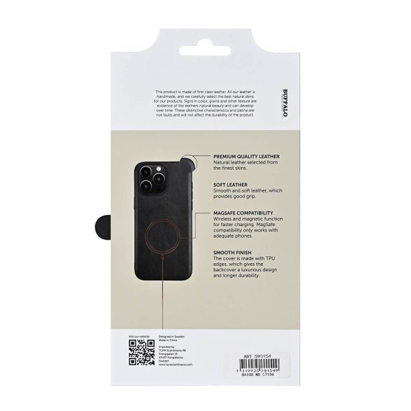 - iPhone 16 Pro Max - Skal - Äkta läder MagSeries - Svart
