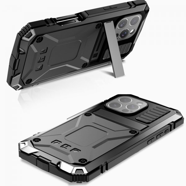 - iPhone 16 Pro - Skal - Metall Stöttåligt - Svart