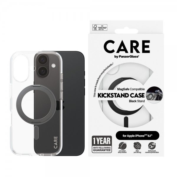 - iPhone 16 - Skal - Kickstand MagSafe - Svart