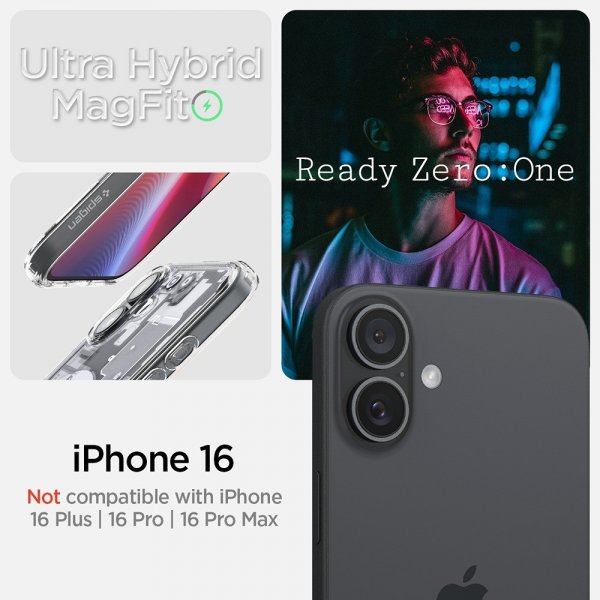 - iPhone 16 - Skal - Ultra Hybrid Zero One MagFit - Svart