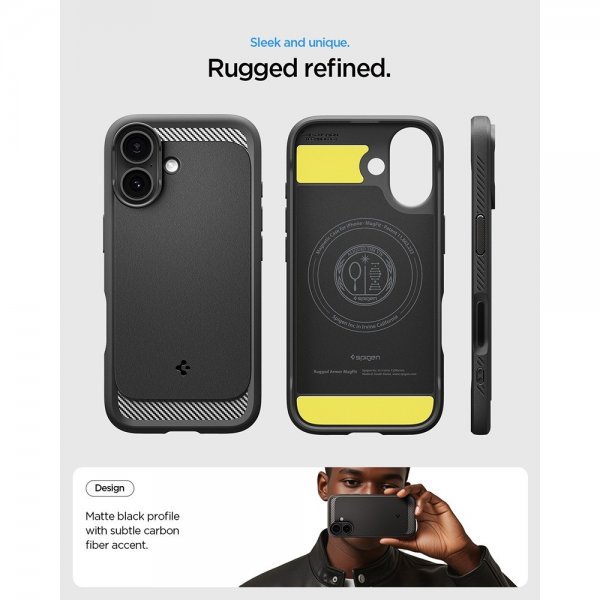 - iPhone 17 - Skal - Rugged Armor MagFit - Matte Black