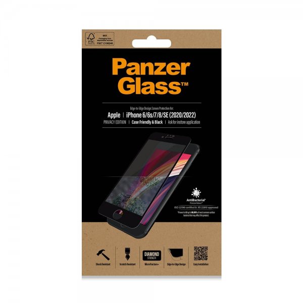 - iPhone 6/6S/7/8/SE 2020/2022 - Skärmskydd - Edge-to-Edge - Privacy