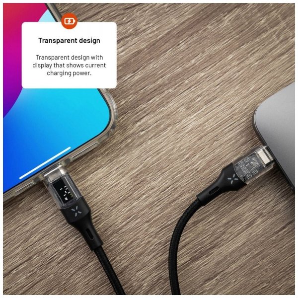 - Kabel med Display USB-C/USB-C 100W - 1.2m