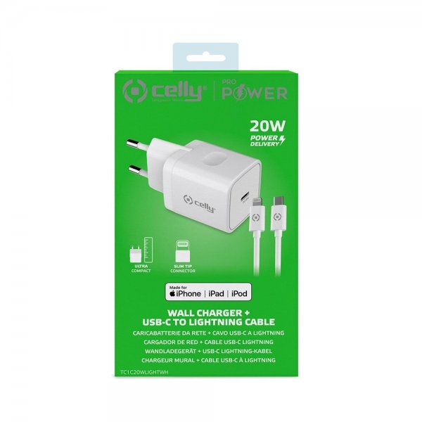 - Laddare & Lightning-kabel TC1C20WLIGHT 20W - Vit