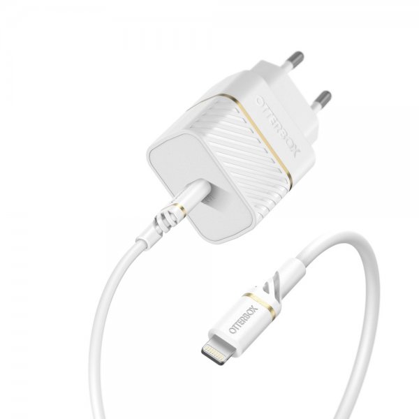 - Laddare & Kabel - USB-C to Lightning 20W Wall Charger + Cable - Vit