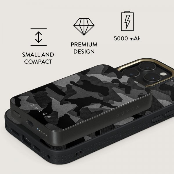 - Powerbank - MagSafe 5000 mAh - Night Black Camo - Metallgrå