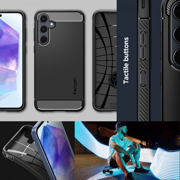 - Samsung Galaxy A55 - Skal - Rugged Armor - Matte Black