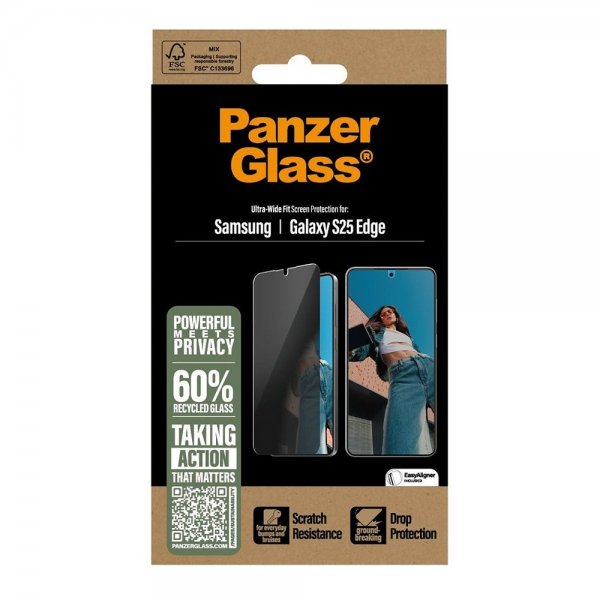 - Samsung Galaxy S25 Edge - Skärmskydd - Ultra-Wide Fit Privacy EasyAligner