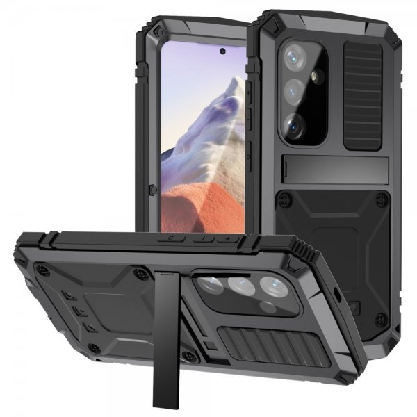 - Samsung Galaxy S25 - Skal - Metall Stöttåligt - Svart