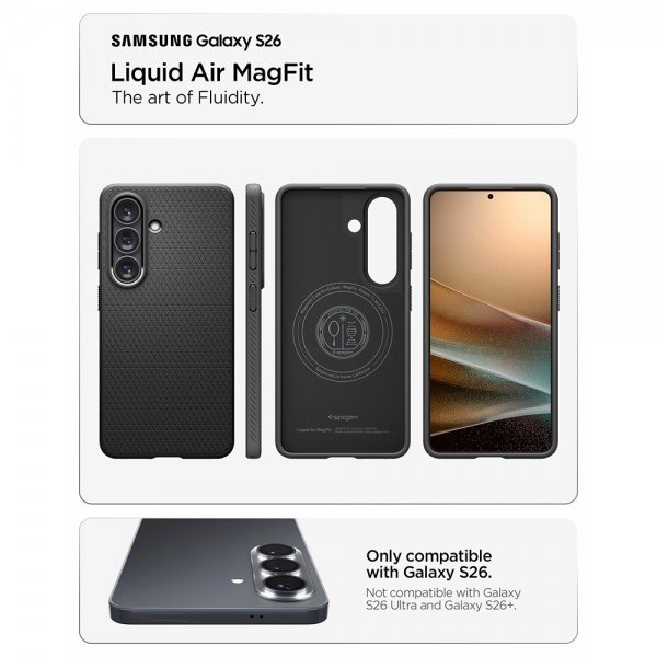 - Samsung Galaxy S26 - Skal - Liquid Air MagFit - Matte Black