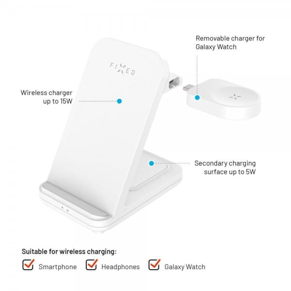 - Trådlös laddare - Powerstation for Samsung - 3in1 15W Vit