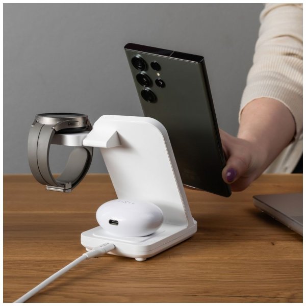 - Trådlös laddare - Powerstation for Samsung - 3in1 15W Vit